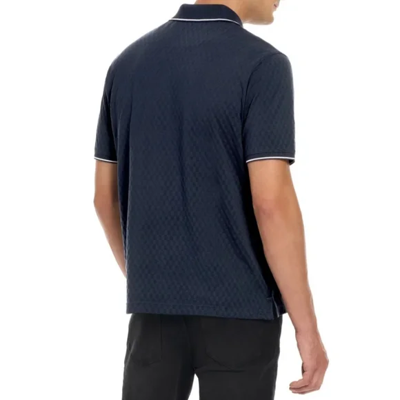 Ted Baker Men’s Textured Cotton Polo Shirt~NAVY~MEDIUM **NEW - Picture 2 of 15